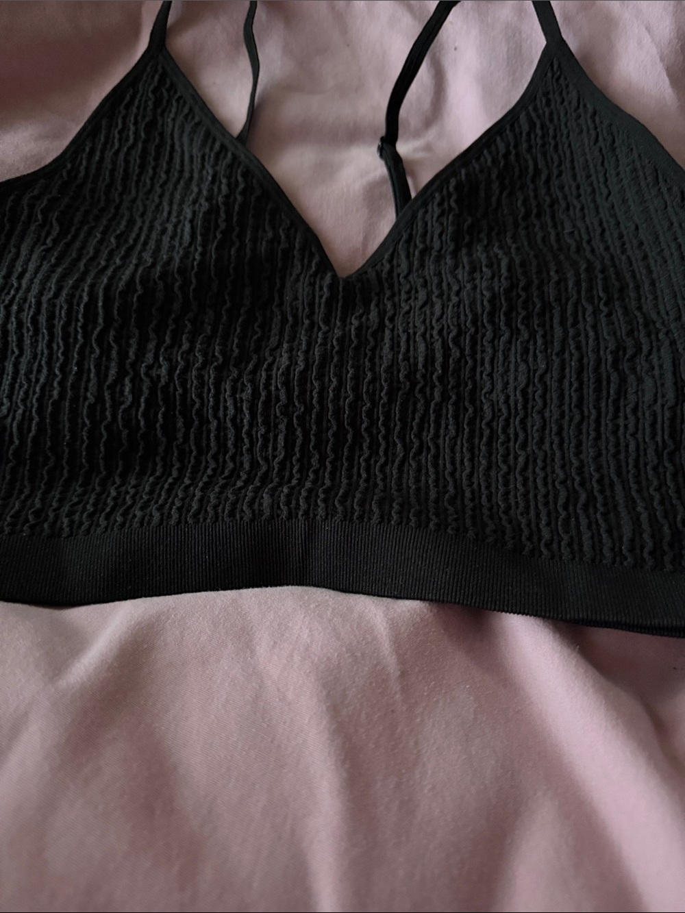 New Black Seamless Ribbed Bralette - Women Intimates